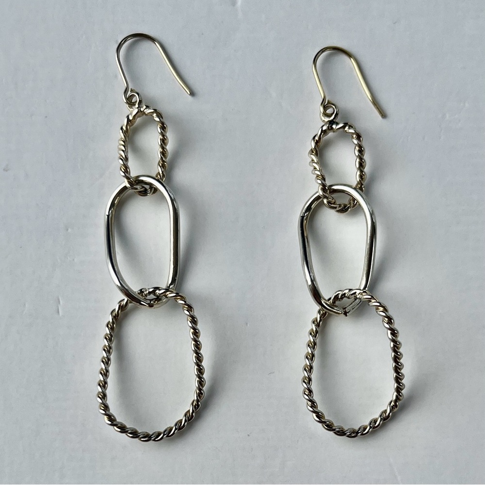 Mixed Texture Triple Loop Drop Earrings - image 5
